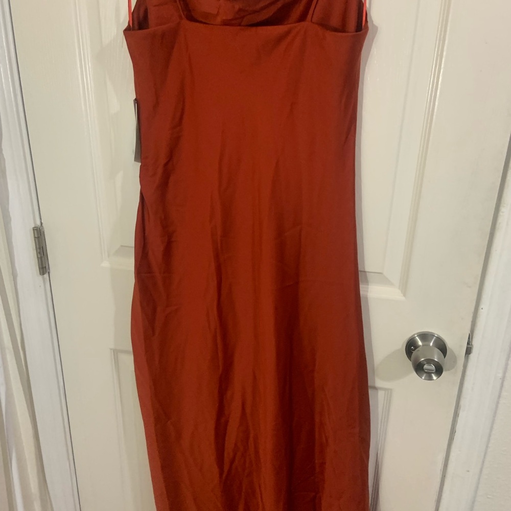 Zara Basic Rust Rushed dress - Picture 3 of 4